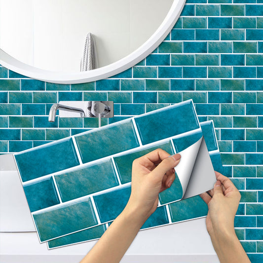 Marble Tile Wall Stickers Blue Green Peel And Stick Wallpaper Waterproof And Oil Proof Self-Adhesive Wall Tile Easy DIY Installation And Maintenance