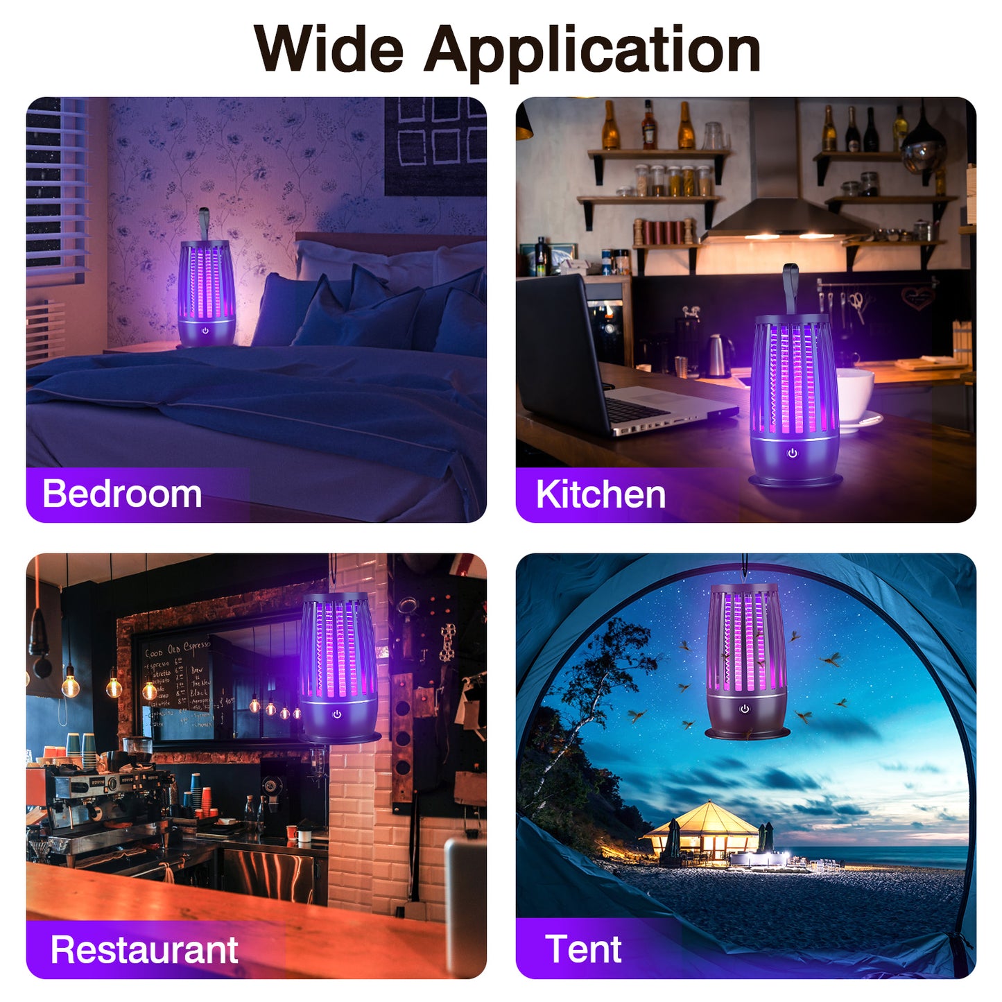 1Pc Rechargeable Mosquito Killer Lamp Bug Zapper With Night Light Strap Mosquito Catcher With Max 1615Square Feet Range UV Light For Indoor Outdoor
