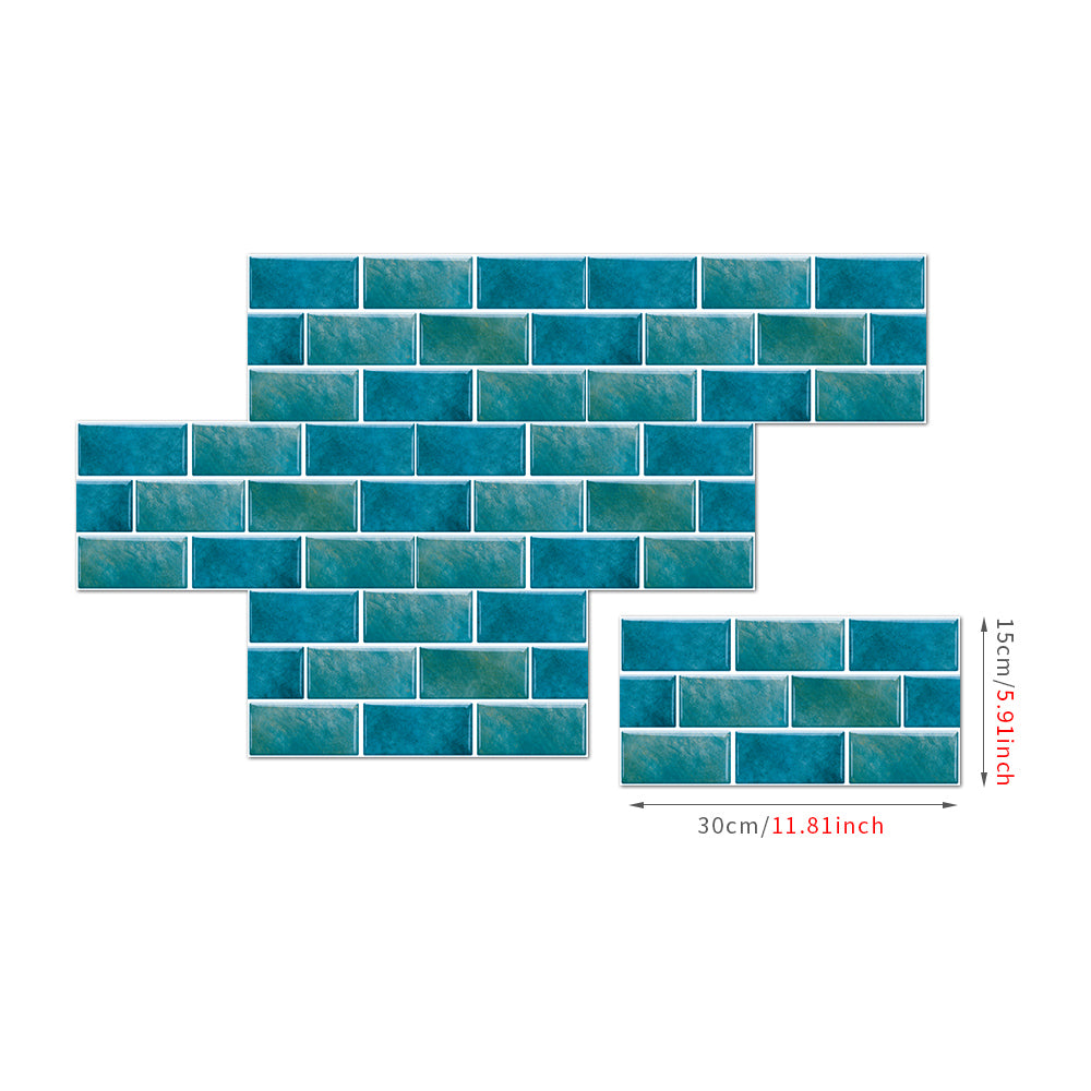 Marble Tile Wall Stickers Blue Green Peel And Stick Wallpaper Waterproof And Oil Proof Self-Adhesive Wall Tile Easy DIY Installation And Maintenance
