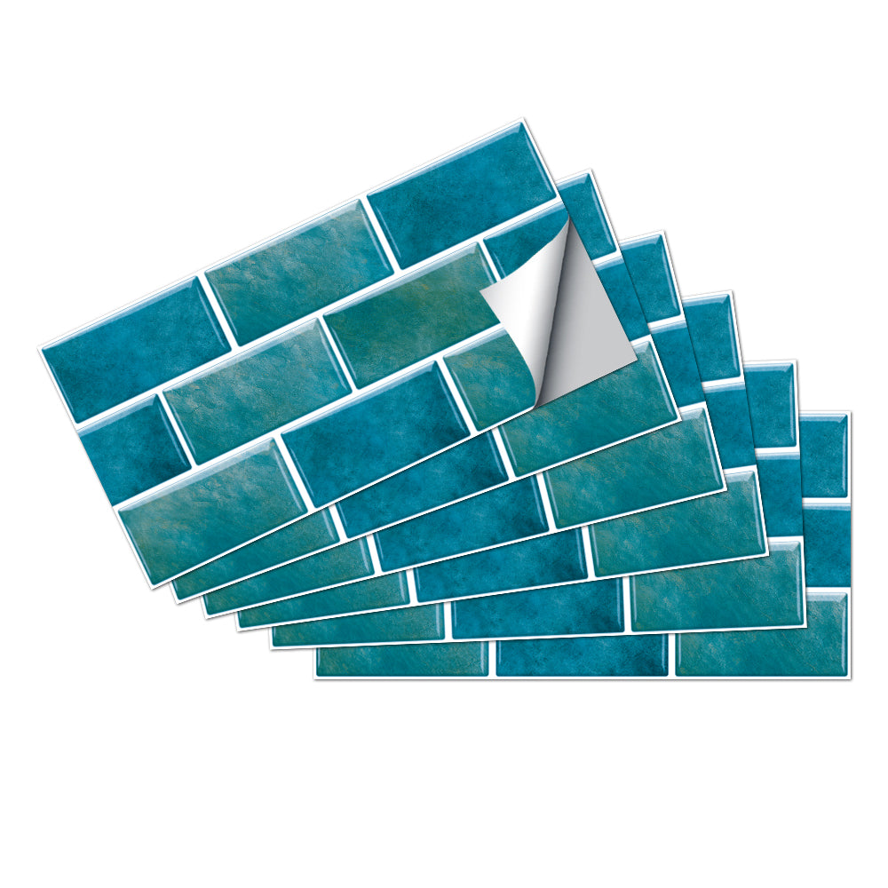 Marble Tile Wall Stickers Blue Green Peel And Stick Wallpaper Waterproof And Oil Proof Self-Adhesive Wall Tile Easy DIY Installation And Maintenance