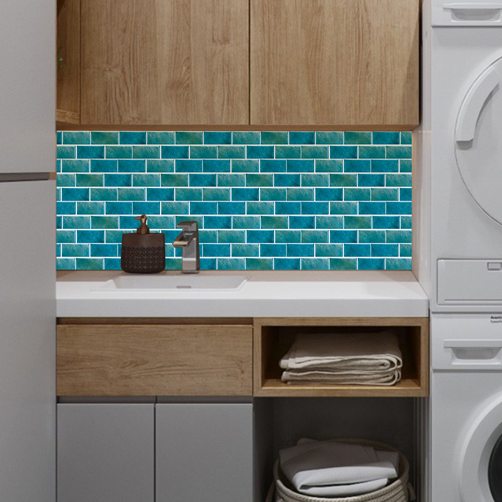 Marble Tile Wall Stickers Blue Green Peel And Stick Wallpaper Waterproof And Oil Proof Self-Adhesive Wall Tile Easy DIY Installation And Maintenance