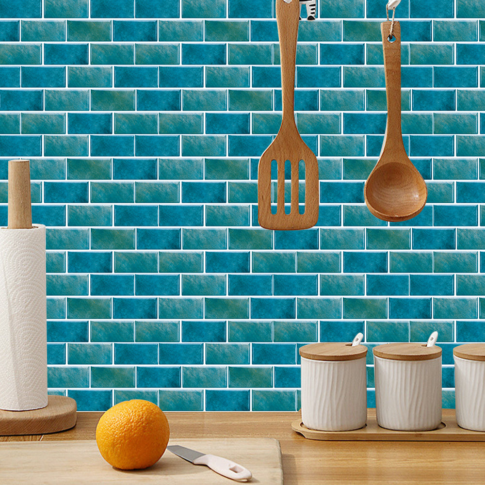 Marble Tile Wall Stickers Blue Green Peel And Stick Wallpaper Waterproof And Oil Proof Self-Adhesive Wall Tile Easy DIY Installation And Maintenance